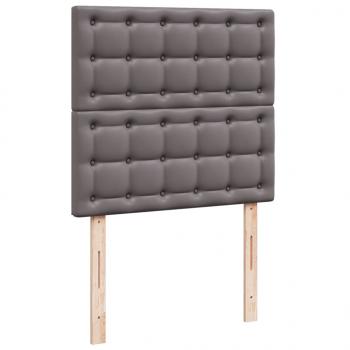 Boxspringbett mit Matratze Grau 80x200 cm Kunstleder