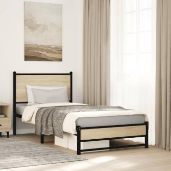 ARDEBO.de - Metallbett ohne Matratze Sonoma-Eiche 80x200 cm