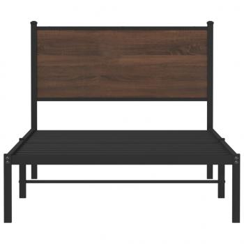 Metallbett ohne Matratze Braun Eichen-Optik 100x190 cm