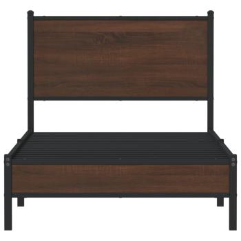 Metallbett ohne Matratze Braun Eichen-Optik 80x200 cm
