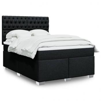 ARDEBO.de - Boxspringbett mit Matratze Schwarz 140x200 cm Stoff