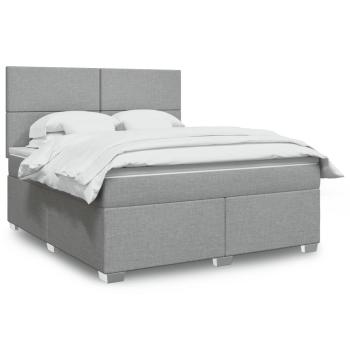 ARDEBO.de - Boxspringbett mit Matratze Hellgrau 180x200 cm Stoff