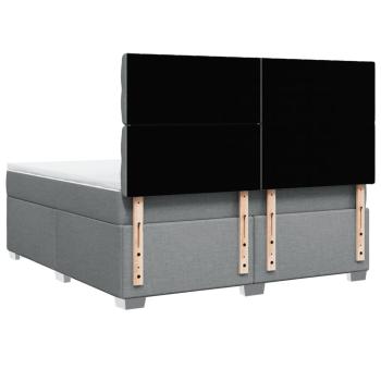 ARDEBO.de - Boxspringbett mit Matratze Hellgrau 180x200 cm Stoff