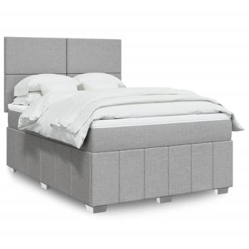 ARDEBO.de - Boxspringbett mit Matratze Hellgrau 160x200 cm Stoff