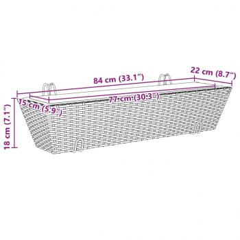 Pflanzkübel mit Haken 2 Stk. Braun Poly Rattan