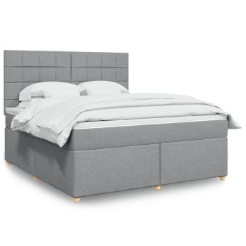 ARDEBO.de - Boxspringbett mit Matratze Hellgrau 180x200 cm Stoff