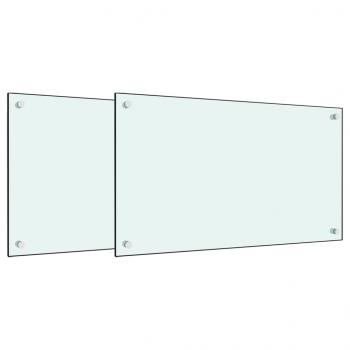 Küchenrückwände 2 Stk. Weiß 70x40 cm Hartglas