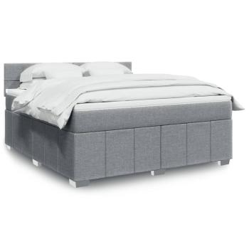 ARDEBO.de - Boxspringbett mit Matratze Hellgrau 180x200 cm Stoff