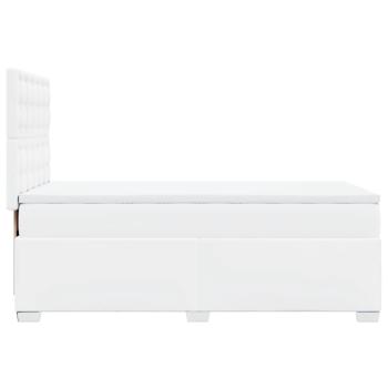Boxspringbett mit Matratze Weiß 100x200 cm Kunstleder