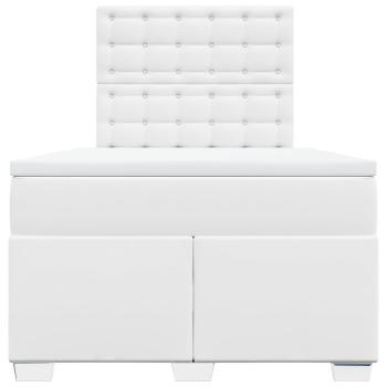 Boxspringbett mit Matratze Weiß 120x190 cm Kunstleder