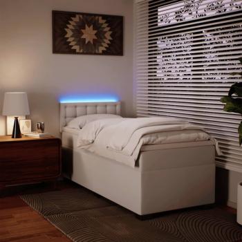 Boxspringbett mit Matratze Weiß 90x190 cm Kunstleder