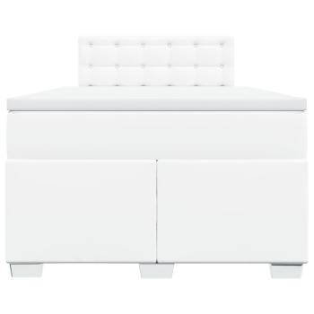 Boxspringbett mit Matratze Weiß 120x200 cm Kunstleder