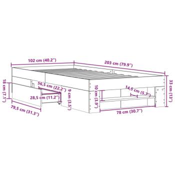 Bettgestell ohne Matratze Braun Eiche 100x200 cm Holzwerkstoff