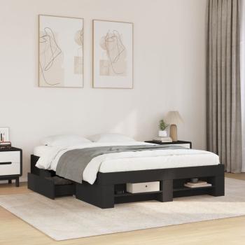 ARDEBO.de - Bettgestell Schwarz 140x190 cm Holzwerkstoff