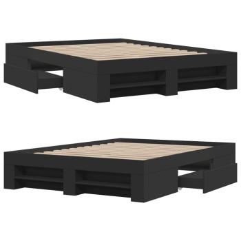 Bettgestell Schwarz 140x190 cm Holzwerkstoff