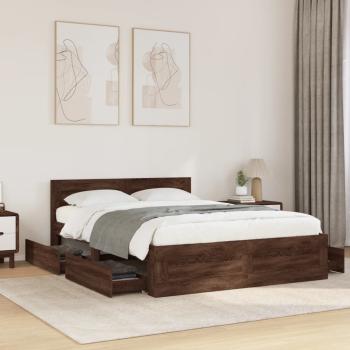 ARDEBO.de - Bettgestell mit Kopfteil Braun Eichen-Optik 120x200 cm
