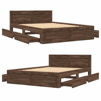 Bettgestell mit Kopfteil Braun Eichen-Optik 120x200 cm