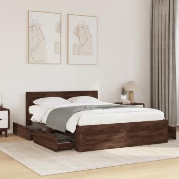 ARDEBO.de - Bettgestell mit Kopfteil Braun Eichen-Optik 140x200 cm