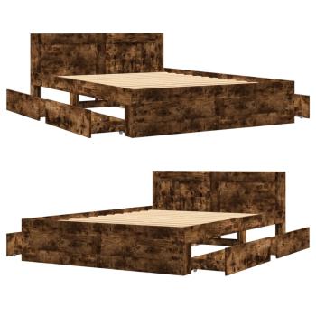 Bettgestell mit Kopfteil Räuchereiche 140x190 cm Holzwerkstoff