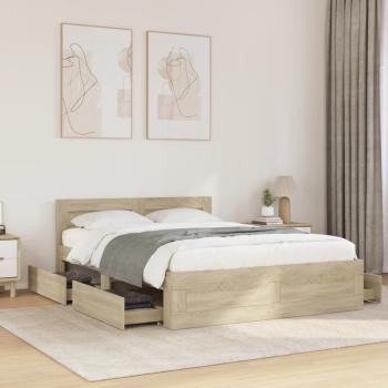 ARDEBO.de - Bettgestell mit Kopfteil Sonoma-Eiche 120x190 cm Holzwerkstoff
