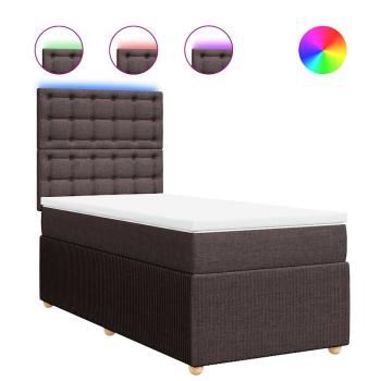 Boxspringbett mit Matratze Dunkelbraun 90x200 cm Stoff