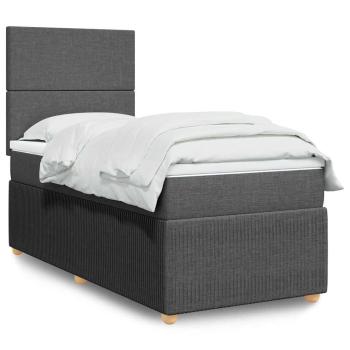 ARDEBO.de - Boxspringbett mit Matratze Dunkelgrau 100x200 cm Stoff