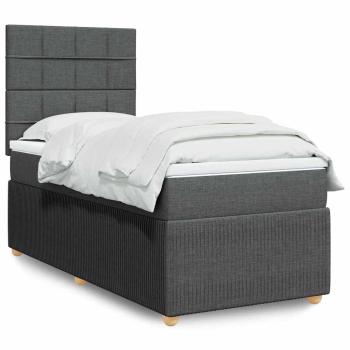 ARDEBO.de - Boxspringbett mit Matratze Dunkelgrau 100x200 cm Stoff