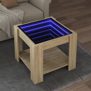 ARDEBO.de - LED-Couchtisch Sonoma Eiche 53x53x45 cm Holzwerkstoff