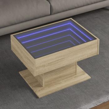 ARDEBO.de - LED-Couchtisch Sonoma Eiche 70x50x45 cm Holzwerkstoff