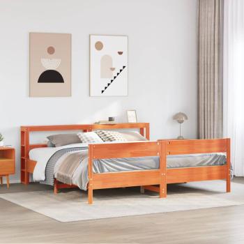 ARDEBO.de - Massivholzbett ohne Matratze Wachsbraun 200x200 Kiefernholz
