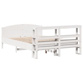 Massivholzbett ohne Matratze Weiß 140x190 cm Kiefernholz