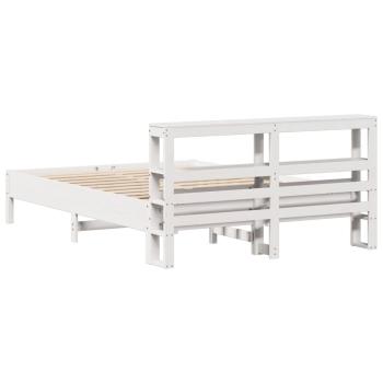 Massivholzbett ohne Matratze Weiß 140x190 cm Kiefernholz