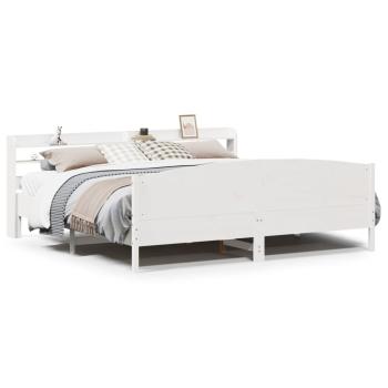 Massivholzbett ohne Matratze Weiß 200x200 cm Kiefernholz