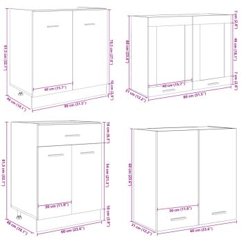 4-tlg. Küchenschrank-Set Sonoma-Eiche Holzwerkstoff