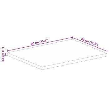Tischplatte 90x80x2,5 cm Rechteckig Raues Massivholz Mango