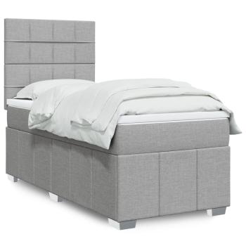 ARDEBO.de - Boxspringbett mit Matratze Hellgrau 100x200 cm Stoff