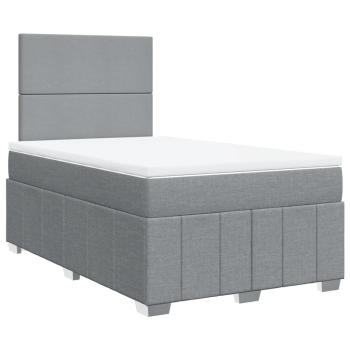 ARDEBO.de - Boxspringbett mit Matratze Hellgrau 120x190 cm Stoff
