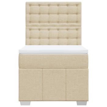 ARDEBO.de - Boxspringbett mit Matratze Creme 100x200 cm Stoff