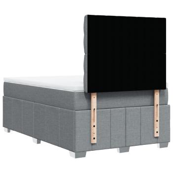 ARDEBO.de - Boxspringbett mit Matratze Hellgrau 120x190 cm Stoff