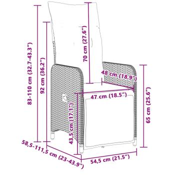 5-tlg. Garten-Bistro-Set mit Kissen Braun Poly Rattan