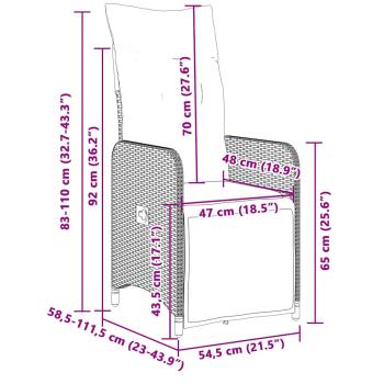 7-tlg. Garten-Bistro-Set mit Kissen Grau Poly Rattan