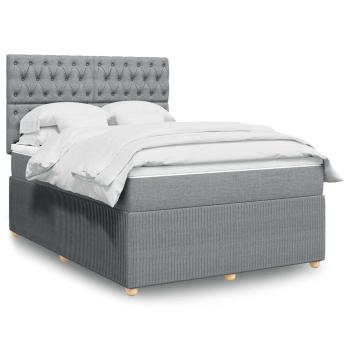 ARDEBO.de - Boxspringbett mit Matratze Hellgrau 140x190 cm Stoff