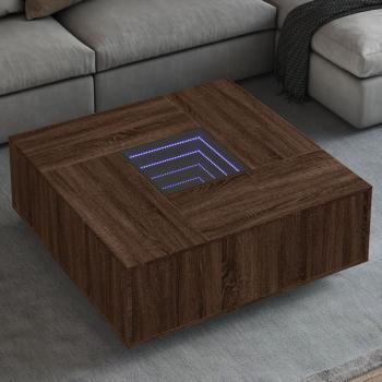 ARDEBO.de - Couchtisch mit Infinity-LED Braun Eichen-Optik 100x100x40 cm