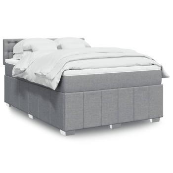ARDEBO.de - Boxspringbett mit Matratze Hellgrau 140x190 cm Stoff