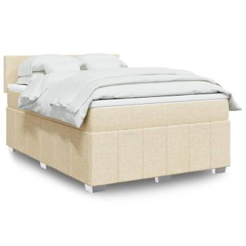 ARDEBO.de - Boxspringbett mit Matratze Creme 140x200 cm Stoff