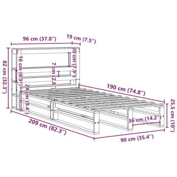 Massivholzbett ohne Matratze Wachsbraun 90x190 cm Kiefernholz