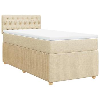 ARDEBO.de - Boxspringbett mit Matratze Creme 80x200 cm Stoff