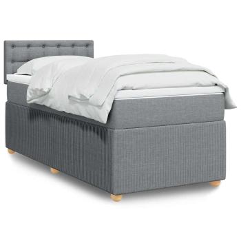 ARDEBO.de - Boxspringbett mit Matratze Hellgrau 80x200 cm Stoff