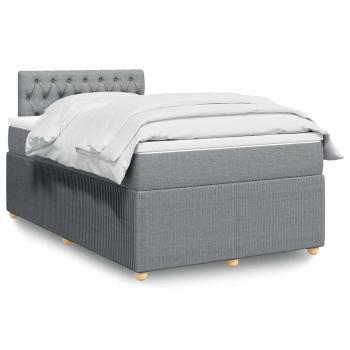 ARDEBO.de - Boxspringbett mit Matratze Hellgrau 120x190 cm Stoff