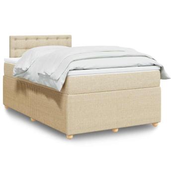 ARDEBO.de - Boxspringbett mit Matratze Creme 120x190 cm Stoff
